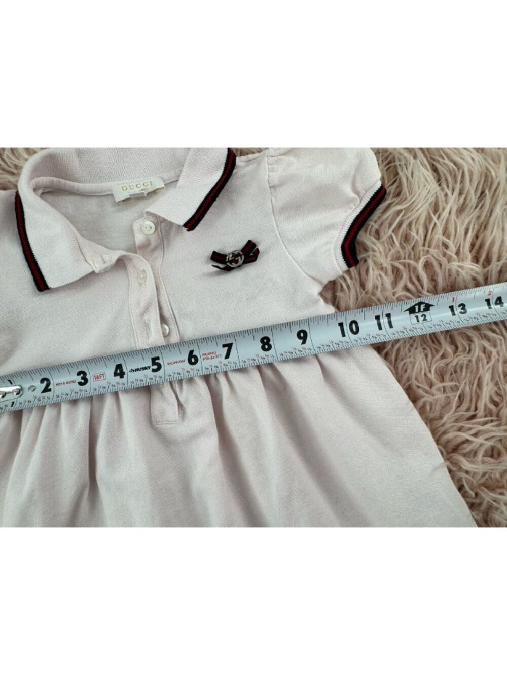 Gucci Baby Girl Light Pink Dress with Navy and Burgundy Trim Size 12M-18M - Picture 12 of 15